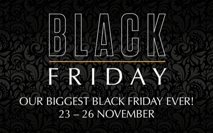 Promotional banner featuring black friday offers.