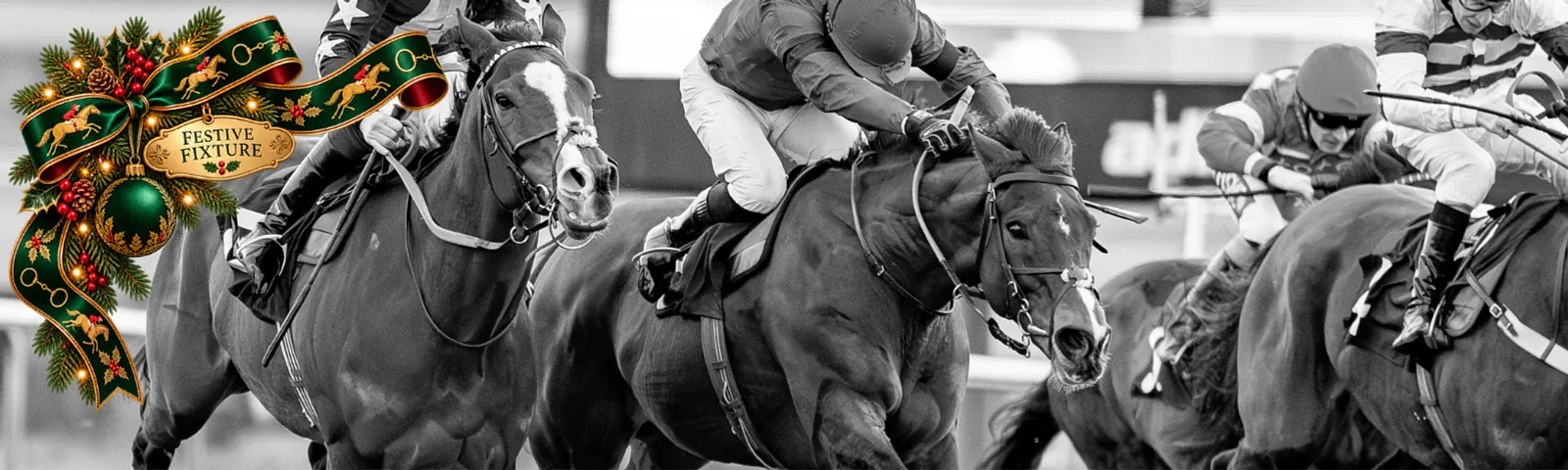 Jockeys and racehorses in action at Lingfield Park on Boxing Day