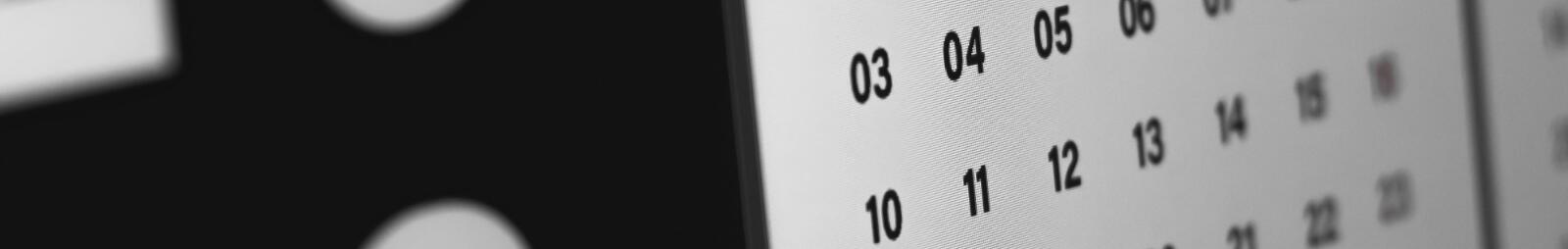 A close up of a calendar