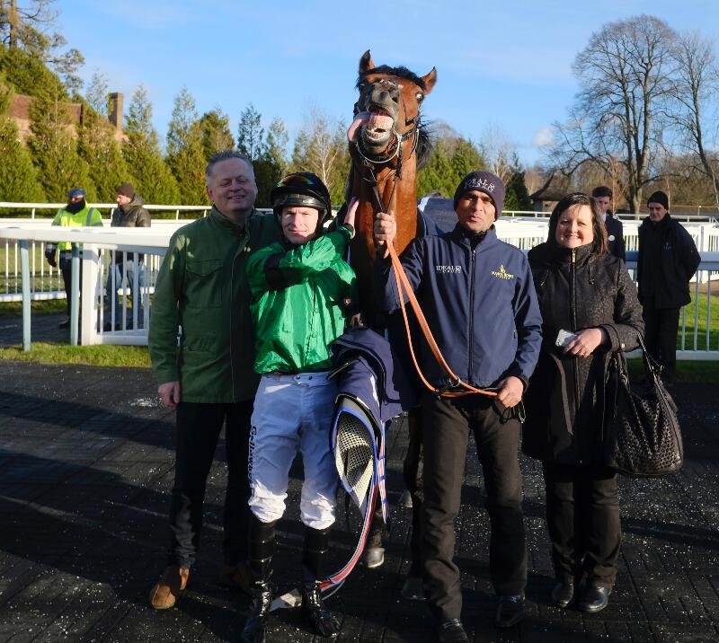 Kachy, owner, trainer and jockey in the winning enclosure.