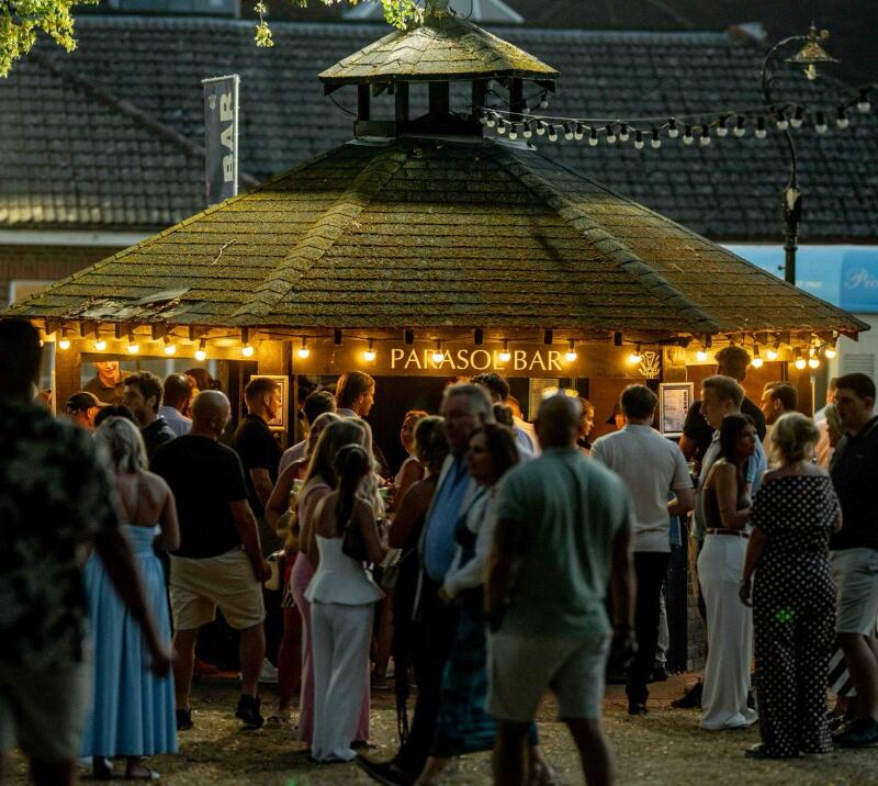 One of the bars at Lingfield Park at night
